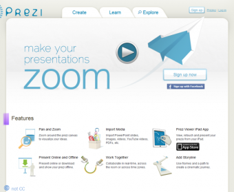 © Preview of the Prezi web site's features