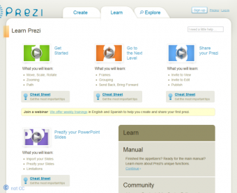 © Preview snapshot of the Prezi site with numerous videos describing ways to use it